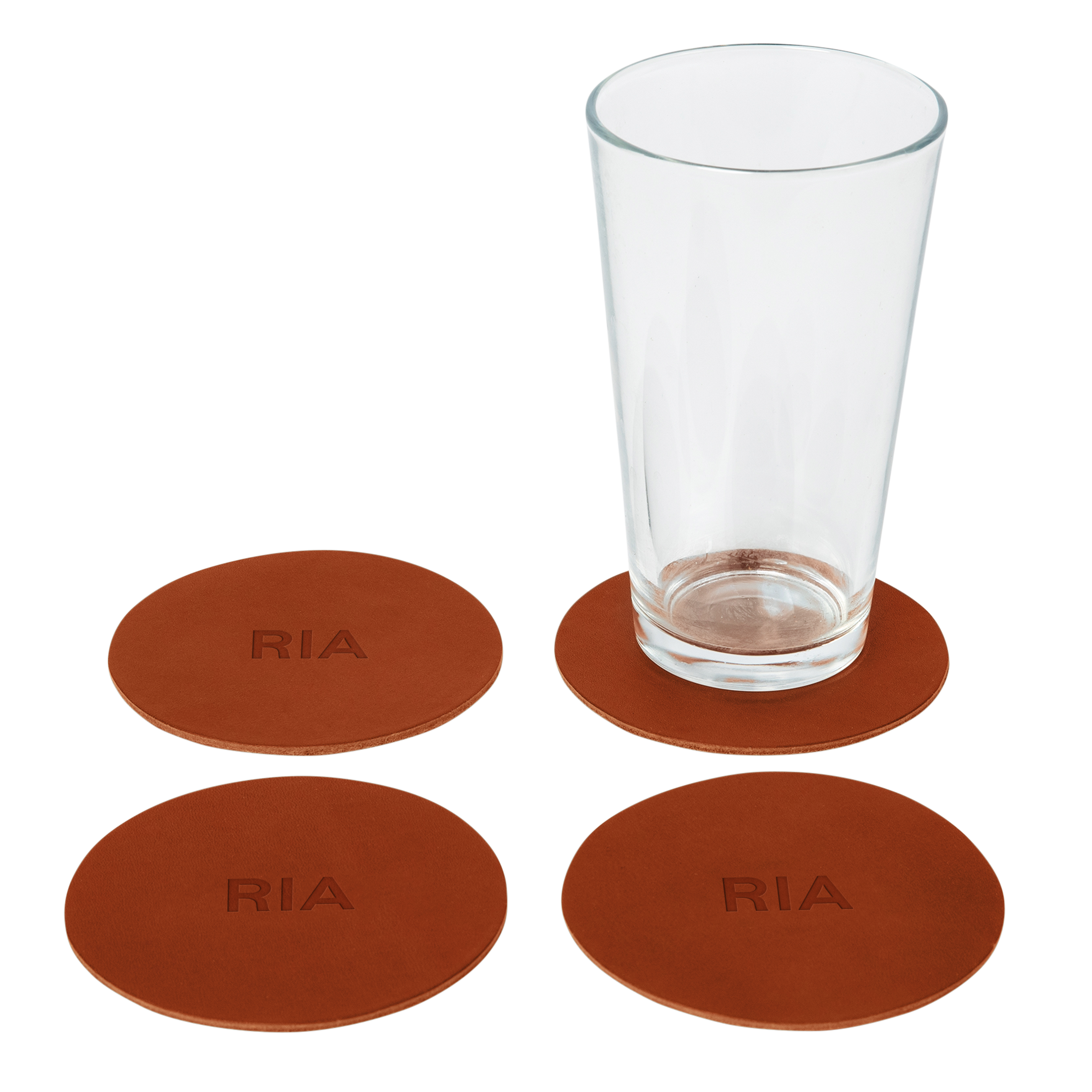 Northwind - Vente Sous-verre - Ensemble de 4 sous-verres ronds en cuir pleine fleur fabriqués aux USA2