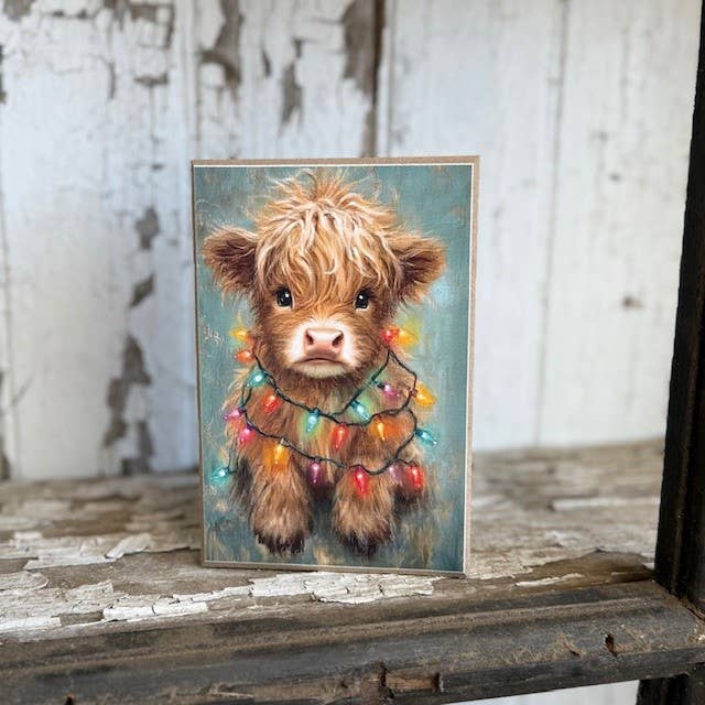 JanMichaels Art & Home – wholesale Decorative tabletop object – HMK1061B Highland Christmas Lights Block