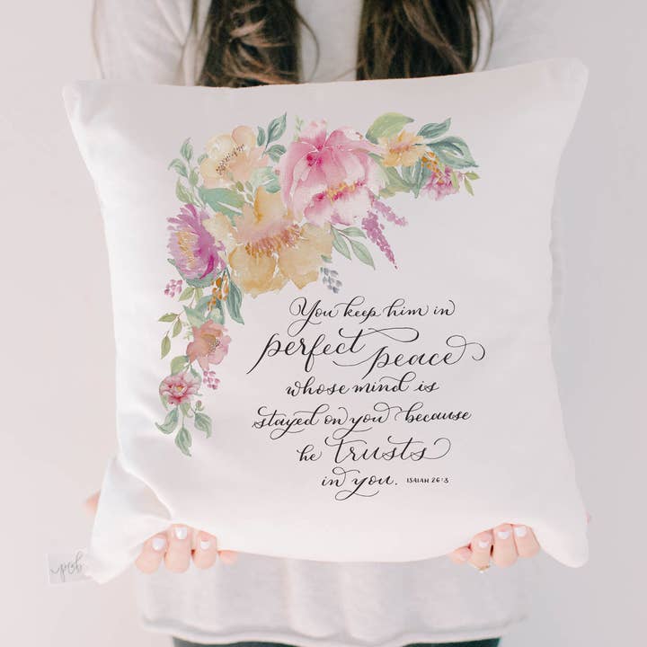 Isaiah 26 Square Pillow for wholesale by DWELL Home Shoppe