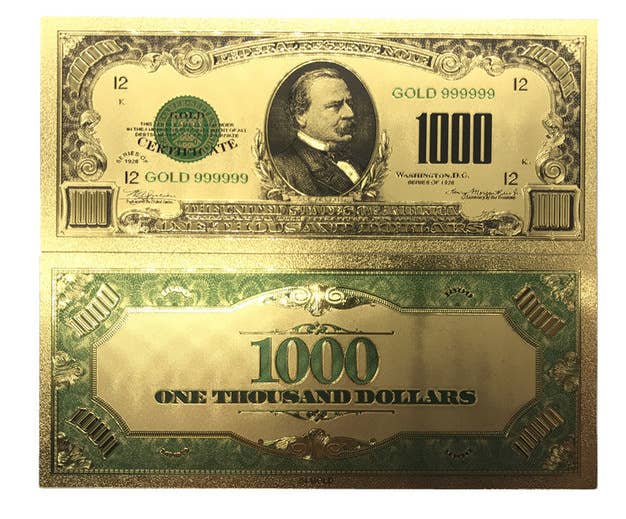 Blinkee.com, LLC - Wholesale Decorative Tabletop Object - Collectible 24k Gold Plated $1000 American Bill Decoration