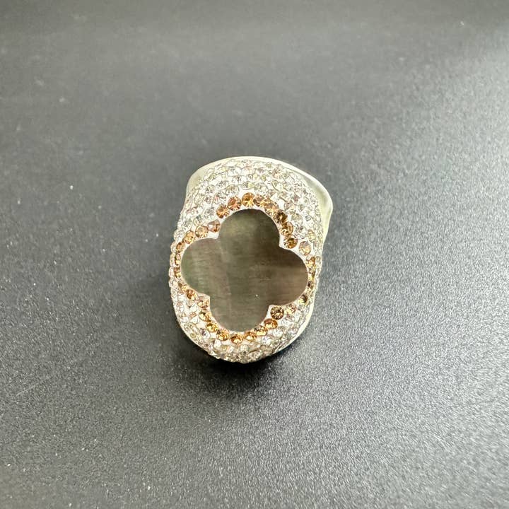 Ole - Vente Bague de cocktail/de cérémonie - Bague en alliage Clover Black Shell 7