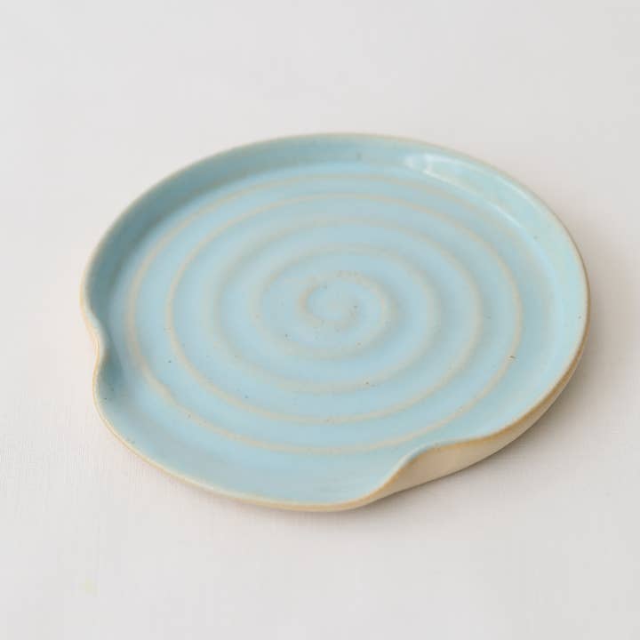 Handmade Ceramic Spoon Rest - Clear Sky Blue for wholesale by Katie L Thompson Designs