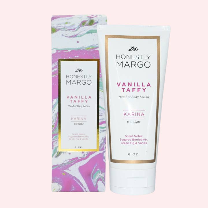 Vanilla Taffy KARINA Hand & Body Lotion for wholesale by Honestly Margo
