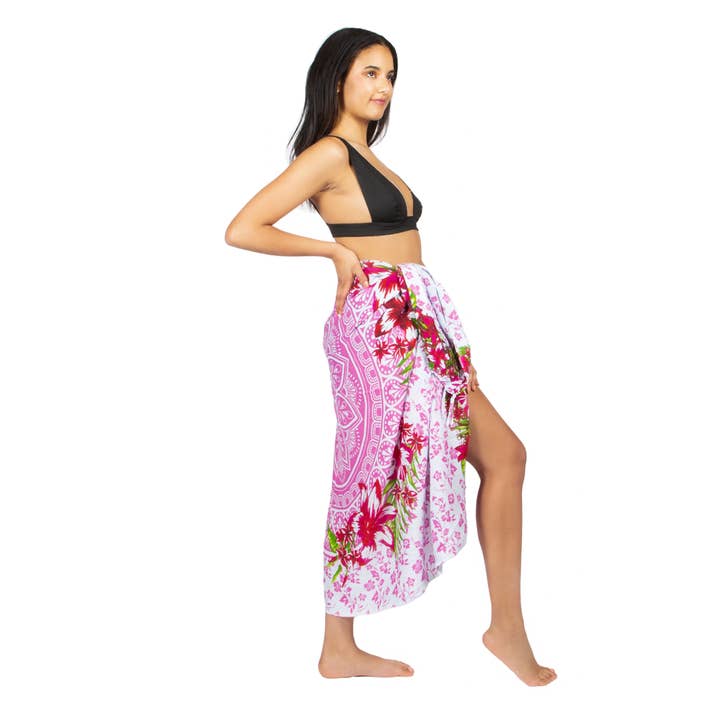 Suzie Blue Canada - Wholesale Swim Cover Up - Women's - Mandala & Flower Print Rayon Sarong