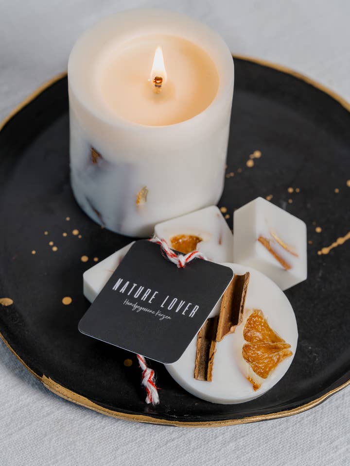 Stumpenkerze "Orange&Zimt" für den Großhandel von Nature Lover