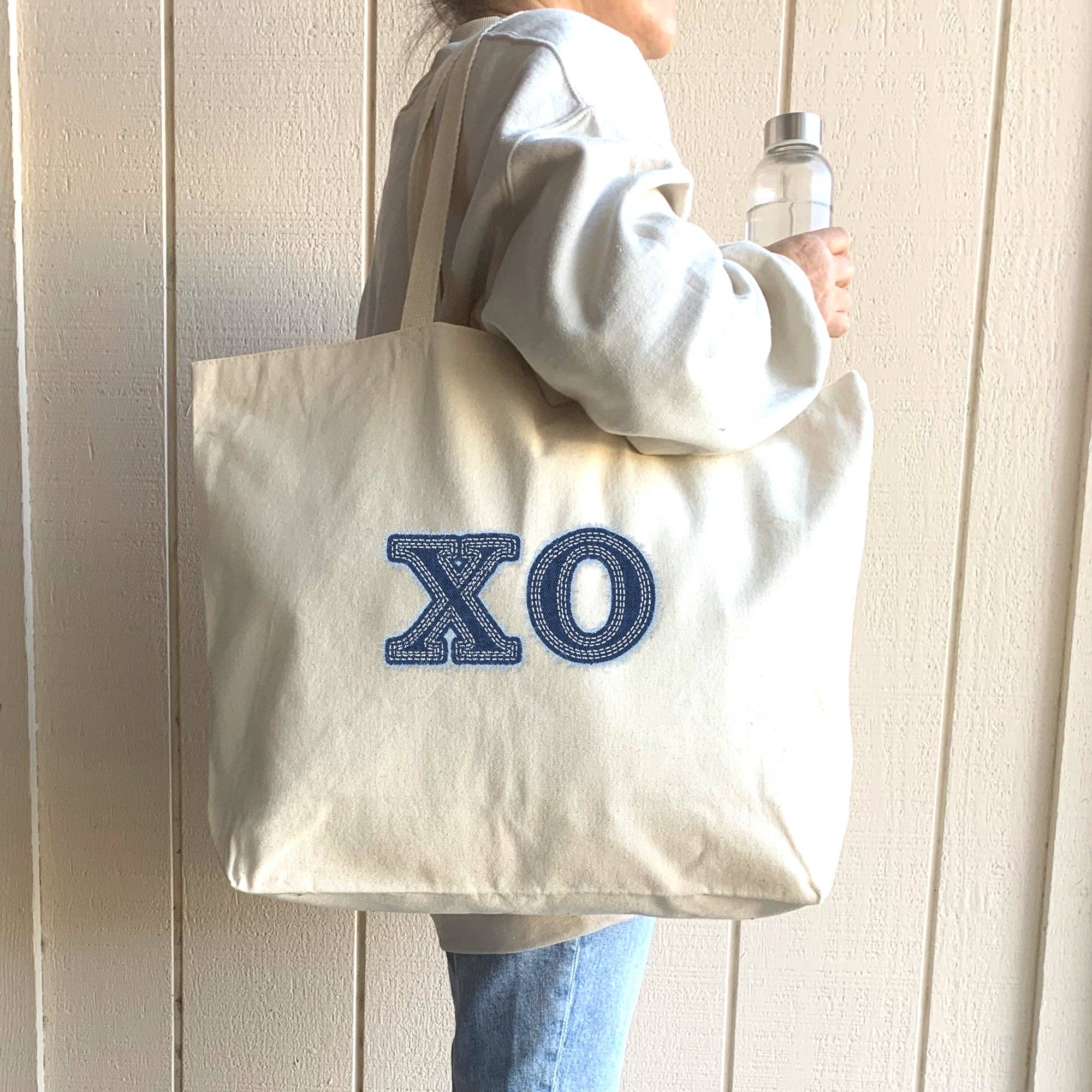 Natural Sorority Greek Letters Printed on a Canvas Tote Bag for wholesale on Faire12