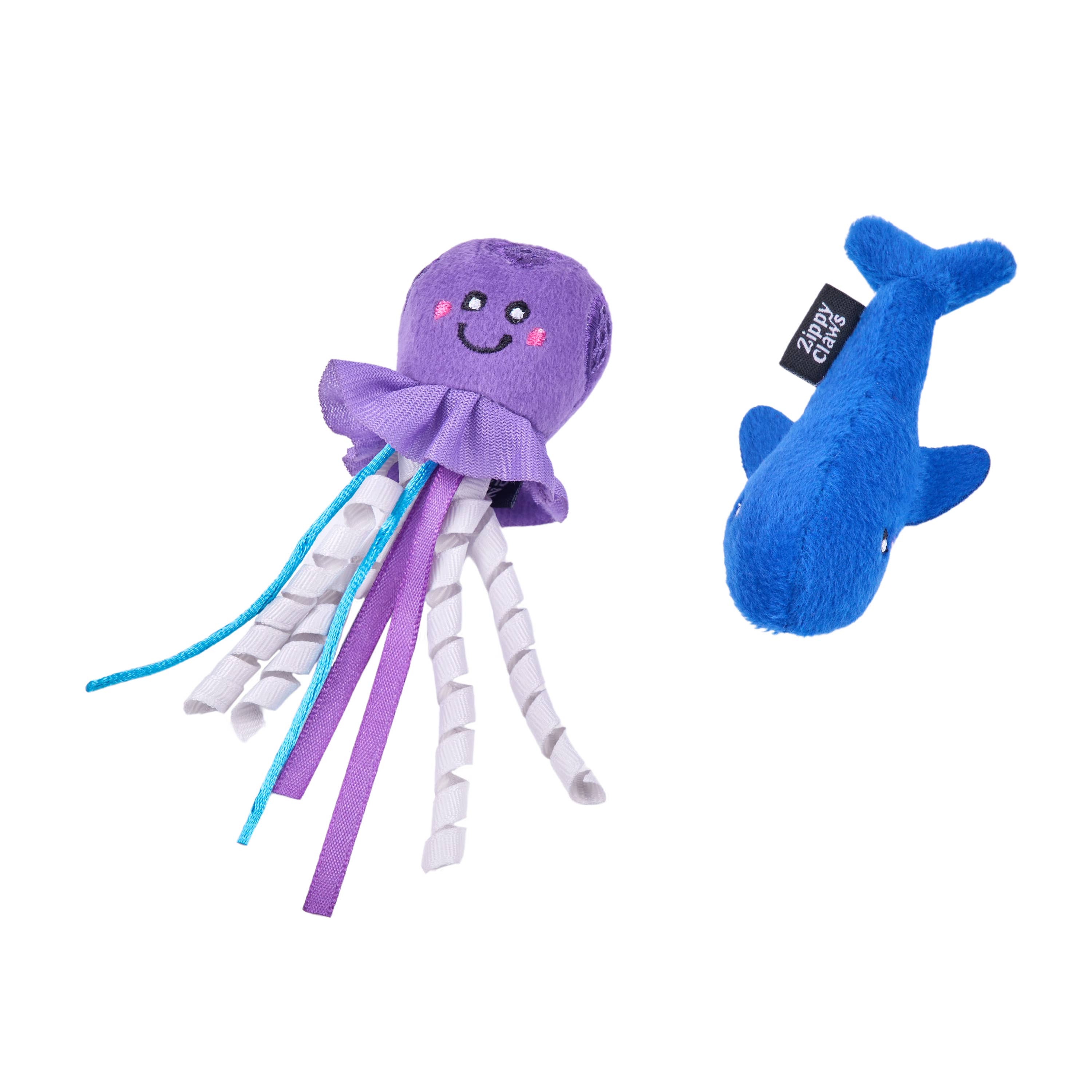 ZippyPaws - Wholesale Pet Toy - Cat - ZippyClaws® Mesh Mates 2-Pack - Jellyfish and Whale3
