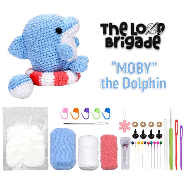 Showcase - Wholesale DIY Craft Kit - The LOOP Brigade: DIY Mini Crochet Plush Toy Complete Kit For Beginners - Moby the Dolphin1