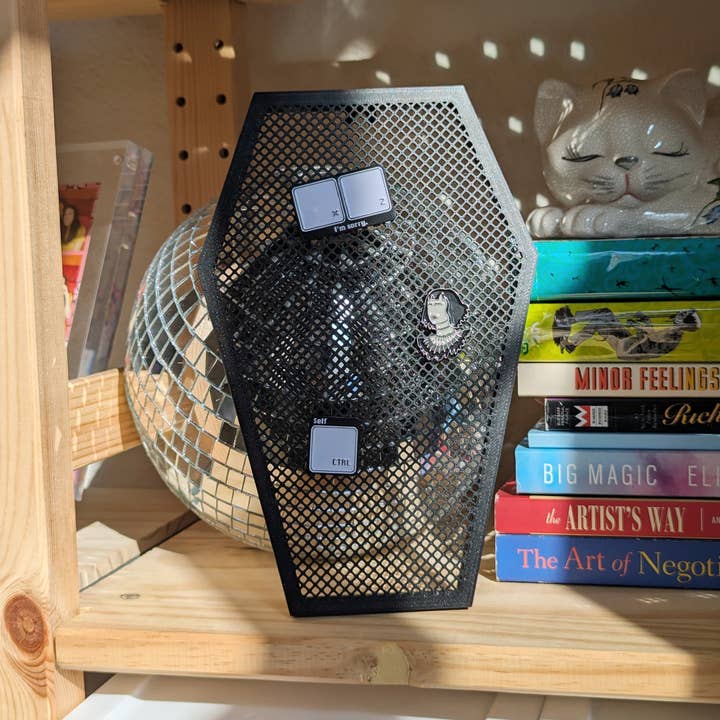 Coffin Pin & Earring Display Board (Black) for wholesale by Petty Party