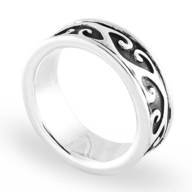 Ring (Thin Men's Tribal Band) .925 Sterling Silver for wholesale by Zina Sterling Silver