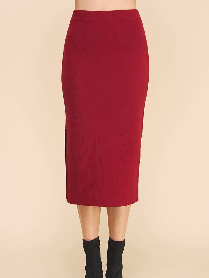 Allie Rose - Wholesale Skirt - Women's - Bodycon Knitted A-Line Midi Skirt11