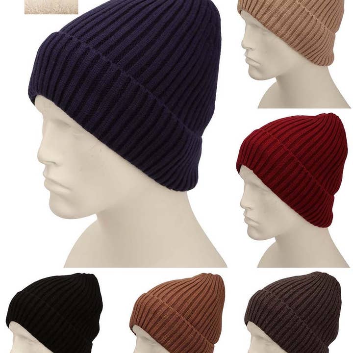 HY1825 - One Dozen Plain Beanie Hats for wholesale by Jasper Trading LLC
