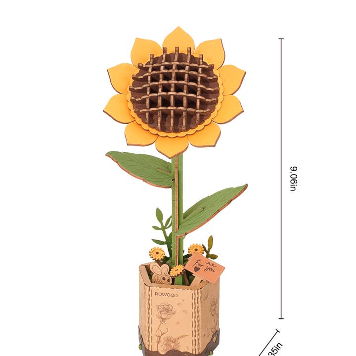 Robotime - Wholesale DIY Craft Kit - TW011 Sunflower Robotime Rowood DIY Wooden Flower 3D Puzzles