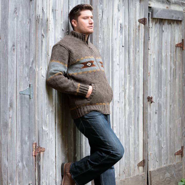 Lost Horizons Knitwear - Wholesale Knit Sweater - Men's - Navajo Wool Sweater – Full Zip Jacket Western Design10