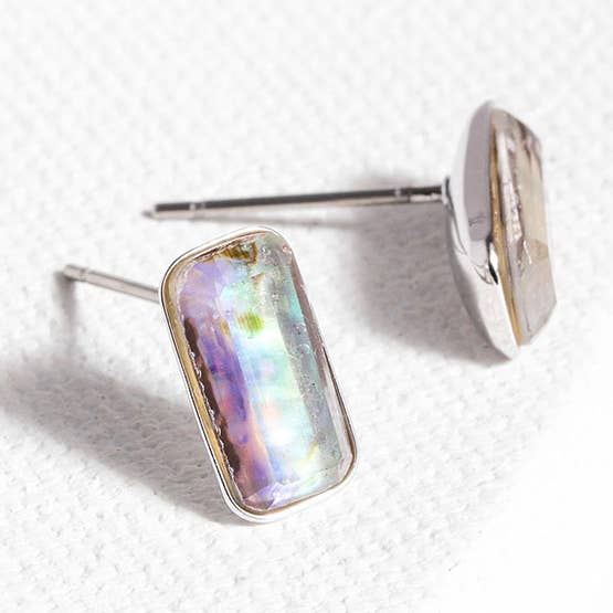 SAACHI - Wholesale Stud/Post Earrings - Prism Baguette Pearl Gemstone Mini Stud Earring5