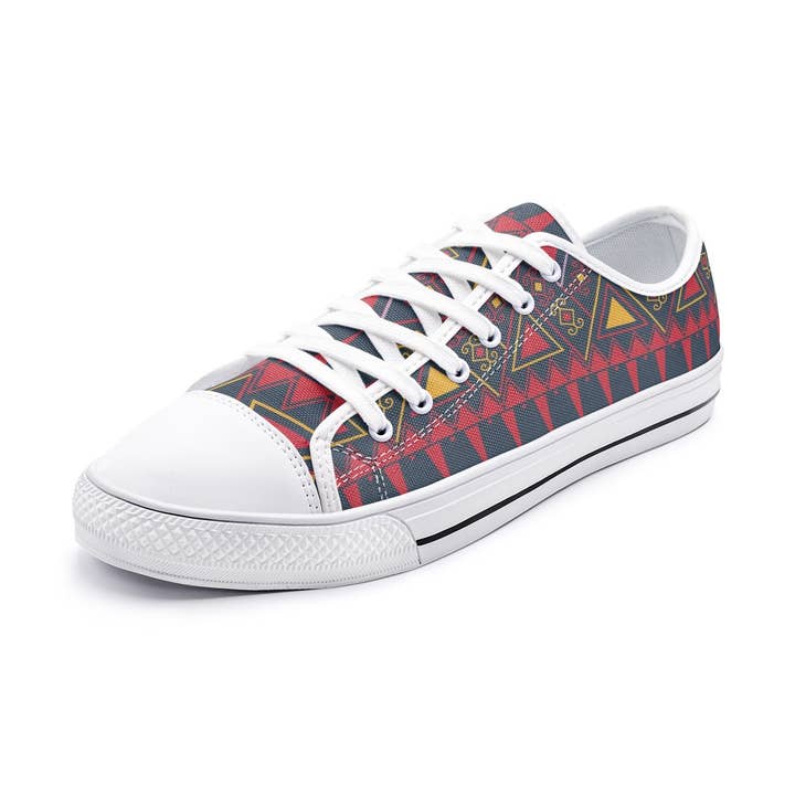 Shan Traditional in Triangles Seamless - Unisex Low Top Canvas Shoes for wholesale by Oh Pote