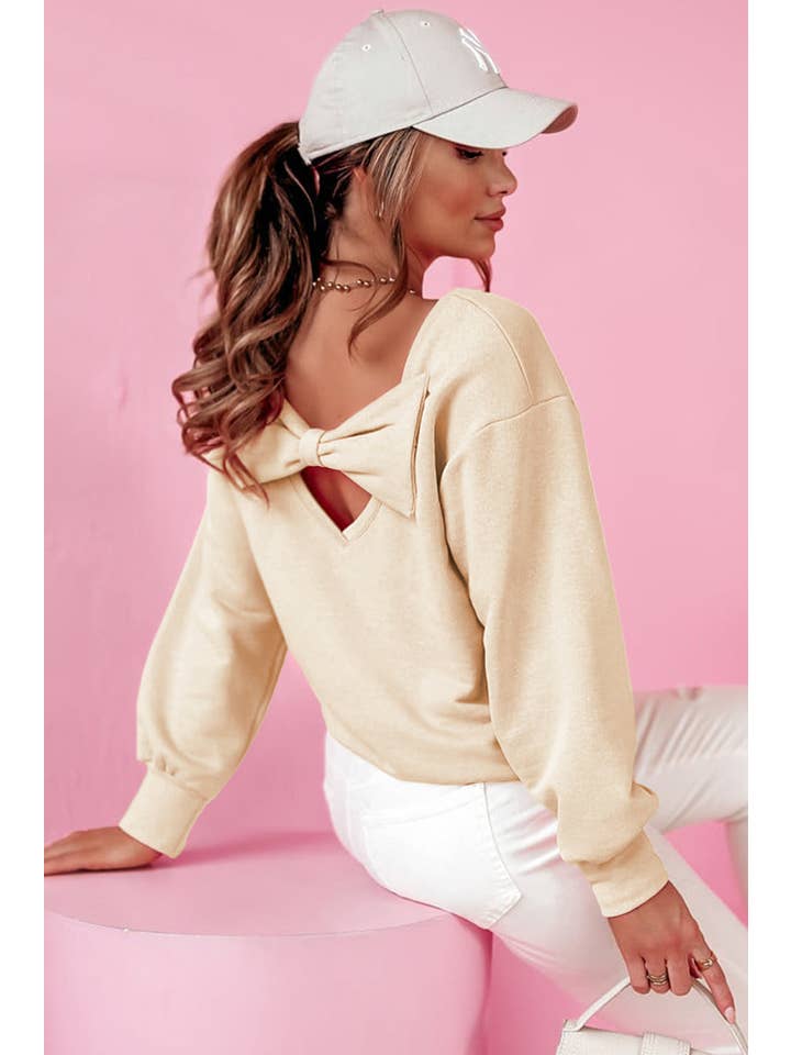 Amaryllis Apparel - Wholesale Sweatshirt - Women's - Back Bowknot Sweatshirt8