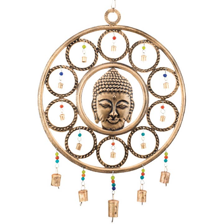 Recycled Circular Buddha Windchime for wholesale by Benjamin International