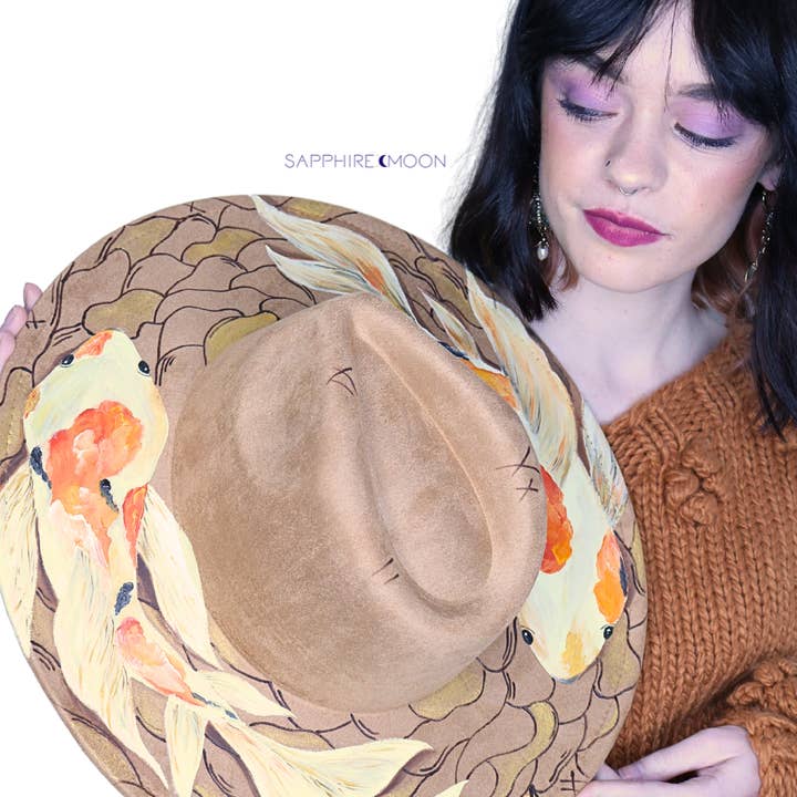 Sapphire Moon – wholesale Fedora - Dam – Övervinnare handmålad bränd hatt (Rancher, Bolero, Fedora)