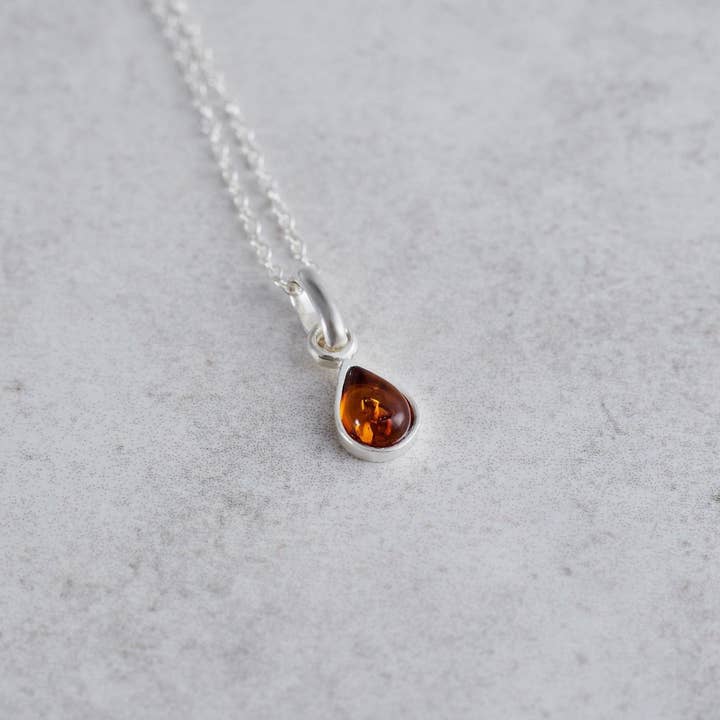 Teardrop Amber Necklace Baltic Amber And Silver Necklace for wholesale by Marcin Waryszak
