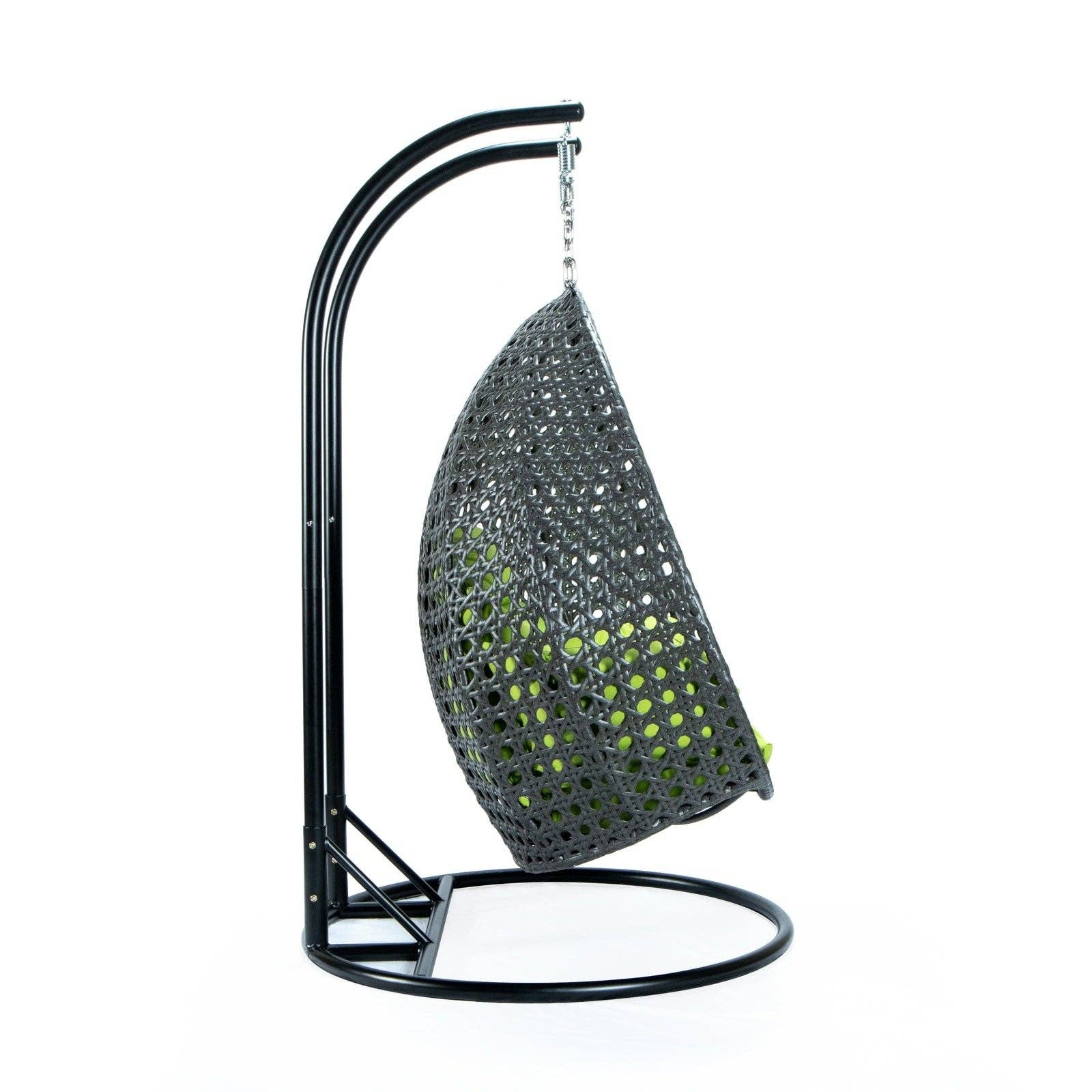 LeisureMod - Wholesale Egg Chair - Modern Charcoal Wicker Hanging Double Seater Egg Swing Chair75
