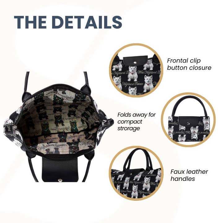 SignareArt - Wholesale Grocery/Shopping Bag - FDAW-WES | WESTIE DOG FOLDAWAY GROCERY BAG3