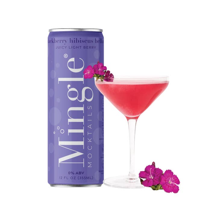 Mingle Mocktails - Wholesale Non-Alcoholic Aperitif/Mocktail - Blackberry Hibiscus Bellini 24 Pack (6x 4 12oz Pack Cartons)
