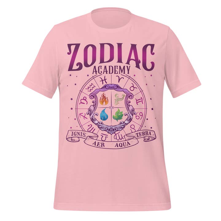 T-shirt com Emblema da Academia do Zodíaco e outras tendências em Compre roupa academia B2B. Devoluções gratuitas e condições de pagamento a 60 dias na Faire na Faire.