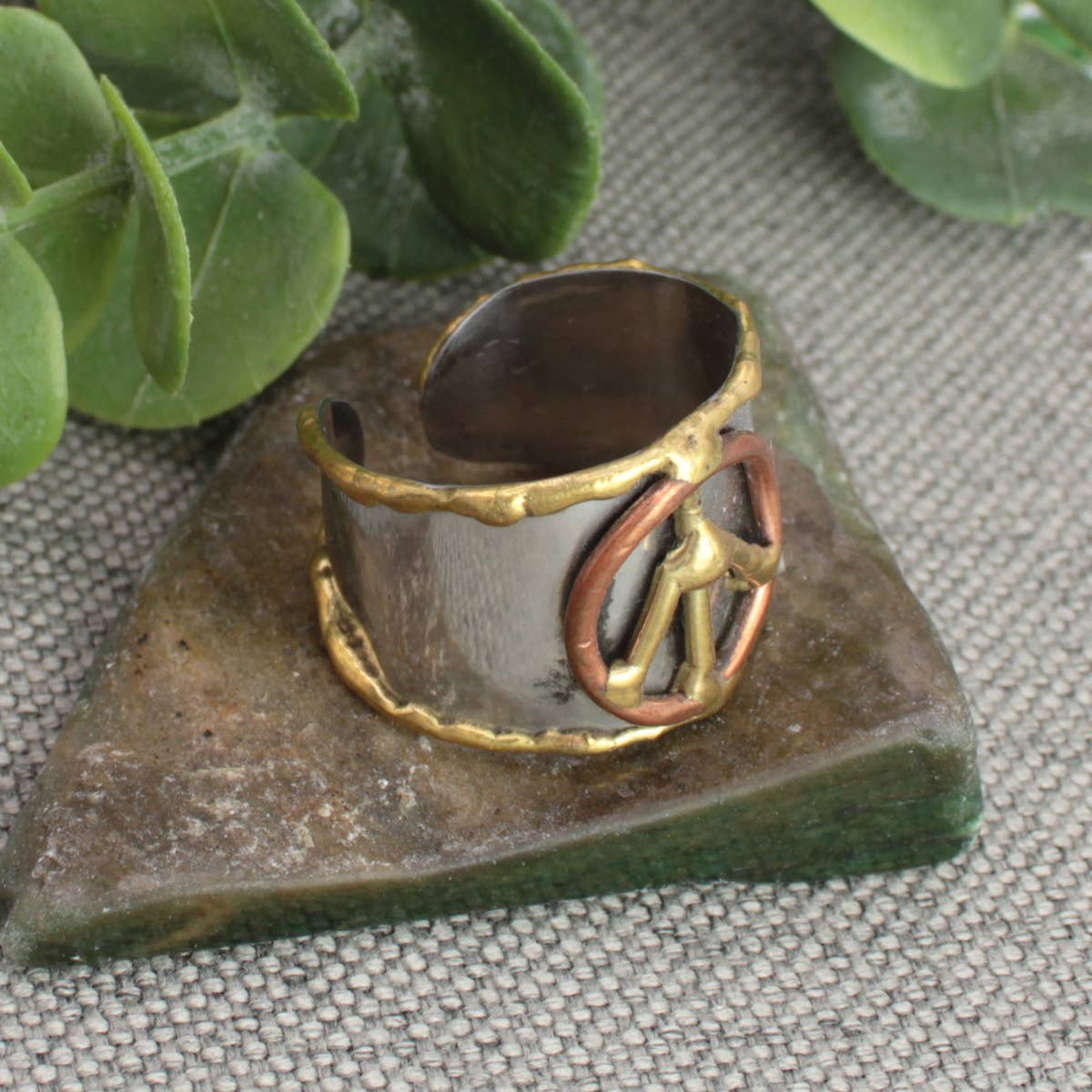 ZAD - Wholesale Signet Ring - Mixed Metal Peace Sign Ring1