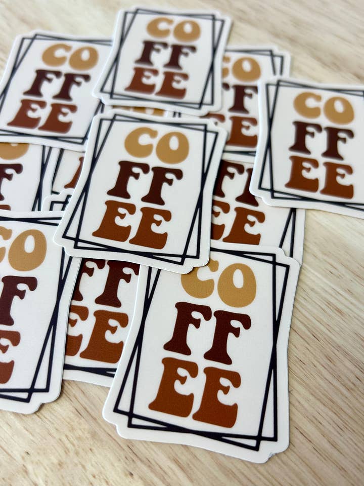 Coffee sticker • cream for wholesale by Axle Rose Co