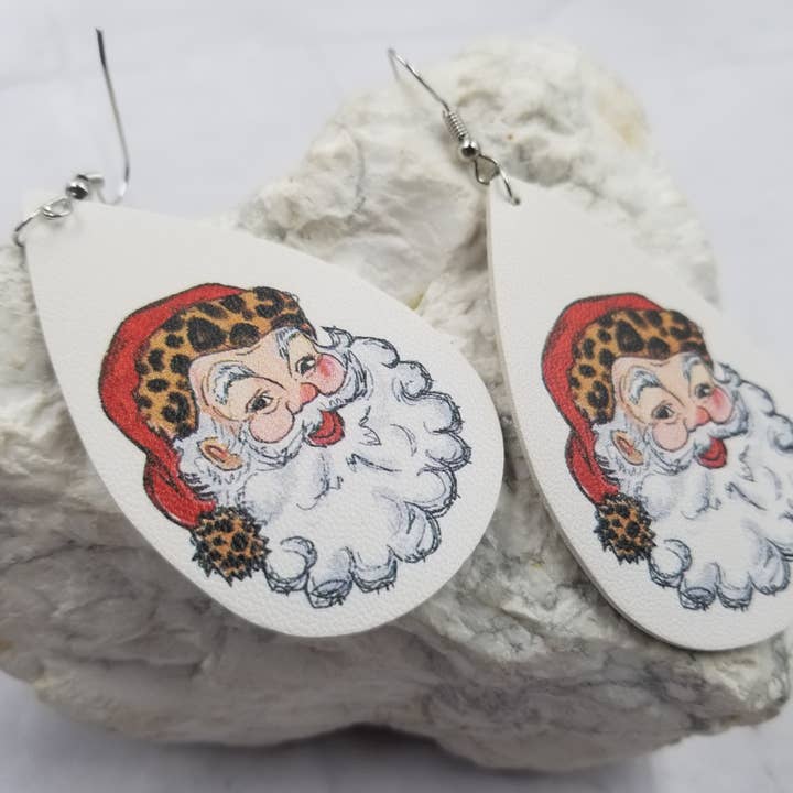 The Pretty Jewellery - Wholesale Dangle Earrings - Santa Leopard Leather Christmas Earrings