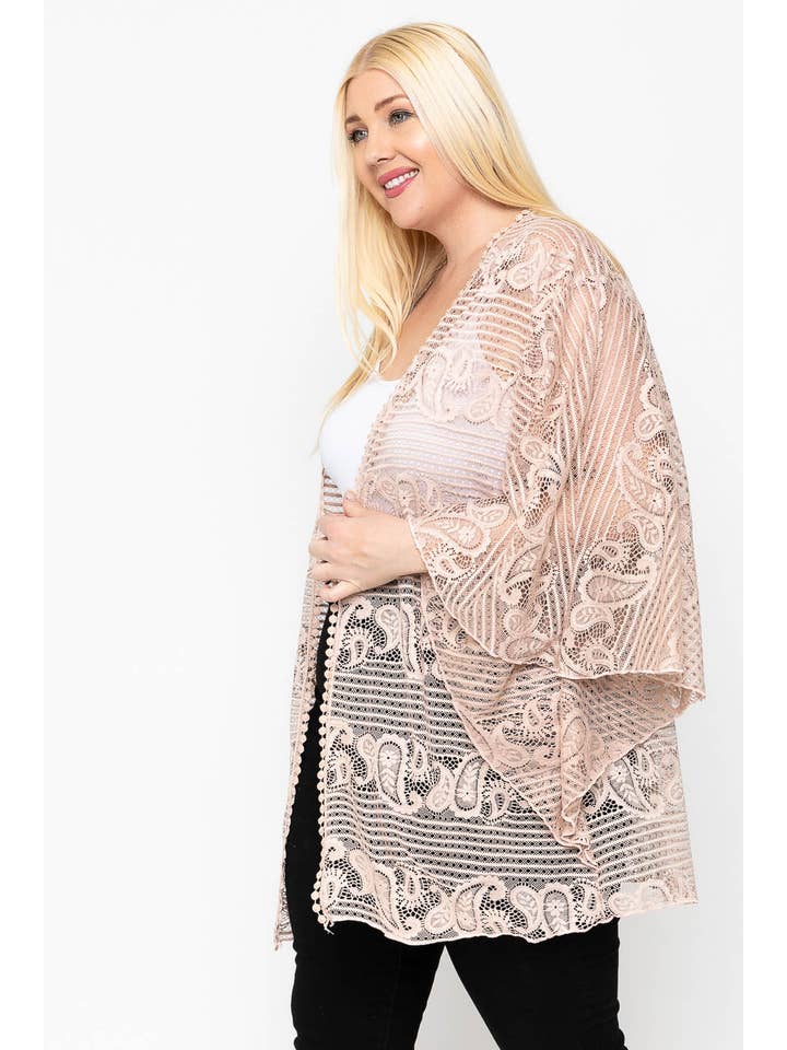 WITH U SHOP – Engroshandel Cardigan - Dame – Kimono Stil Blonder Cardigan3