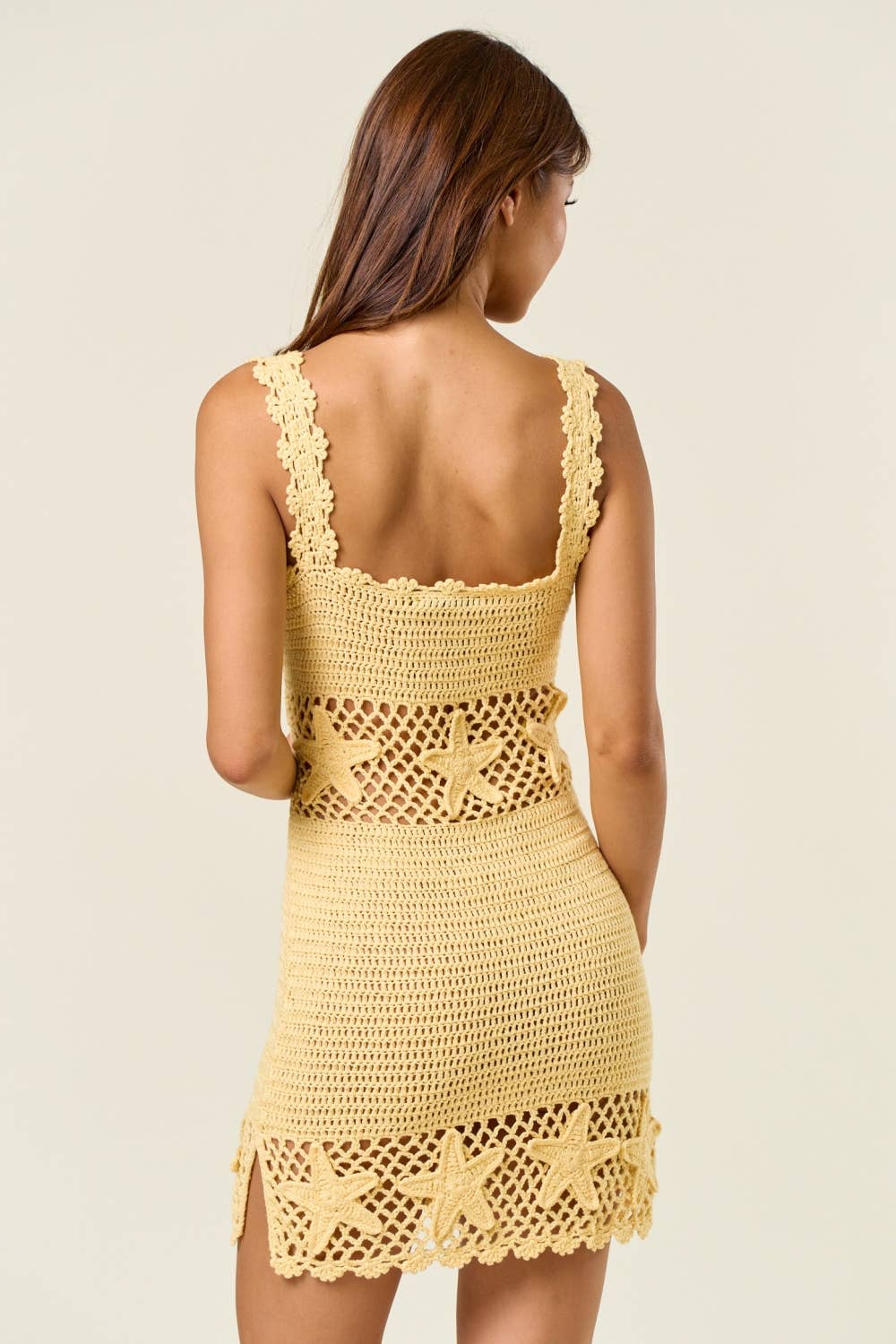 Blue Blush - Wholesale Dress - Women's - IBD32802 Crochet Mini Dress with Crochet Stars4