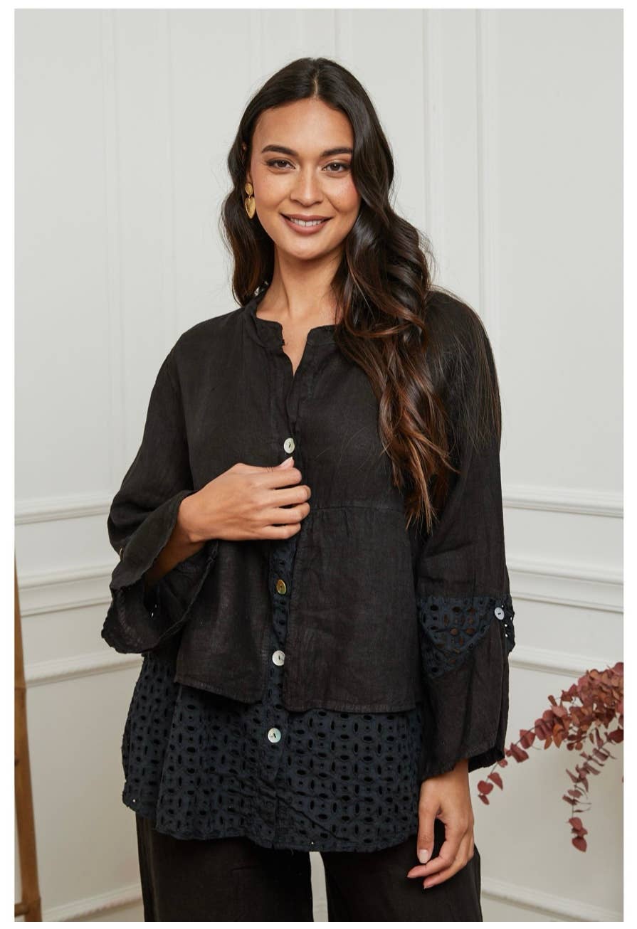 LÉA & LUC – Großhandel Hemd mit Button-down-Kragen – Damen – Hemd aus 100% Leinen REF. 119862