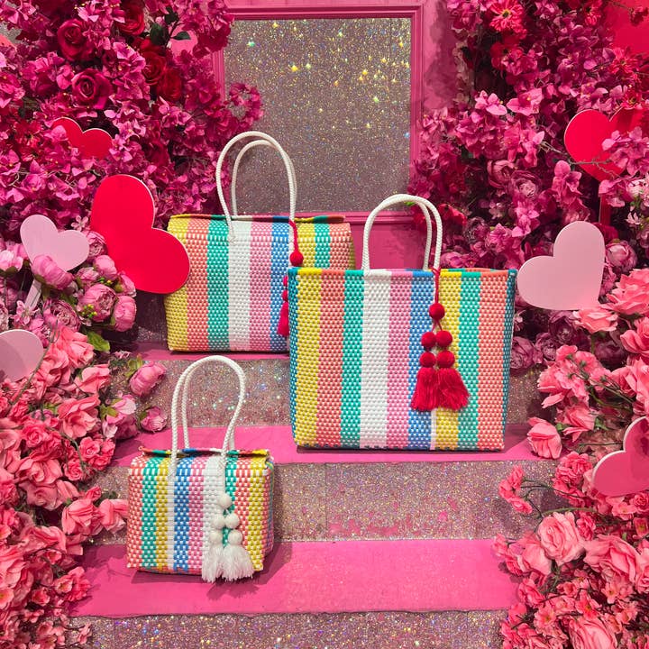 The Faria - Wholesale Beach bag - Pastel Handwoven recycled plastic beach Bags 5