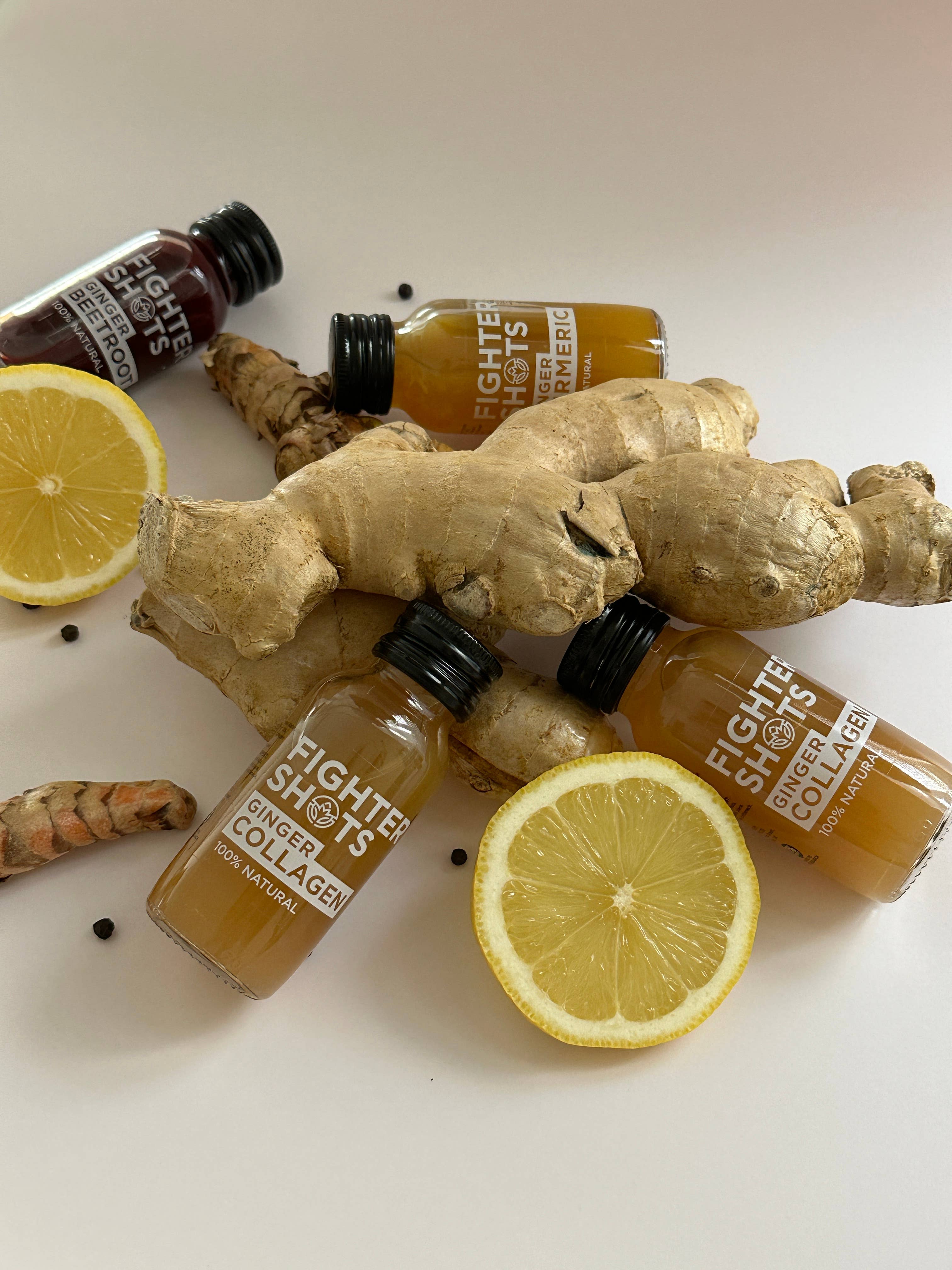 Fighter Shots - Wholesale Wellness Juice/Tonic - Ginger - Organic, Cold Pressed, glass bottle, 12x60ml4