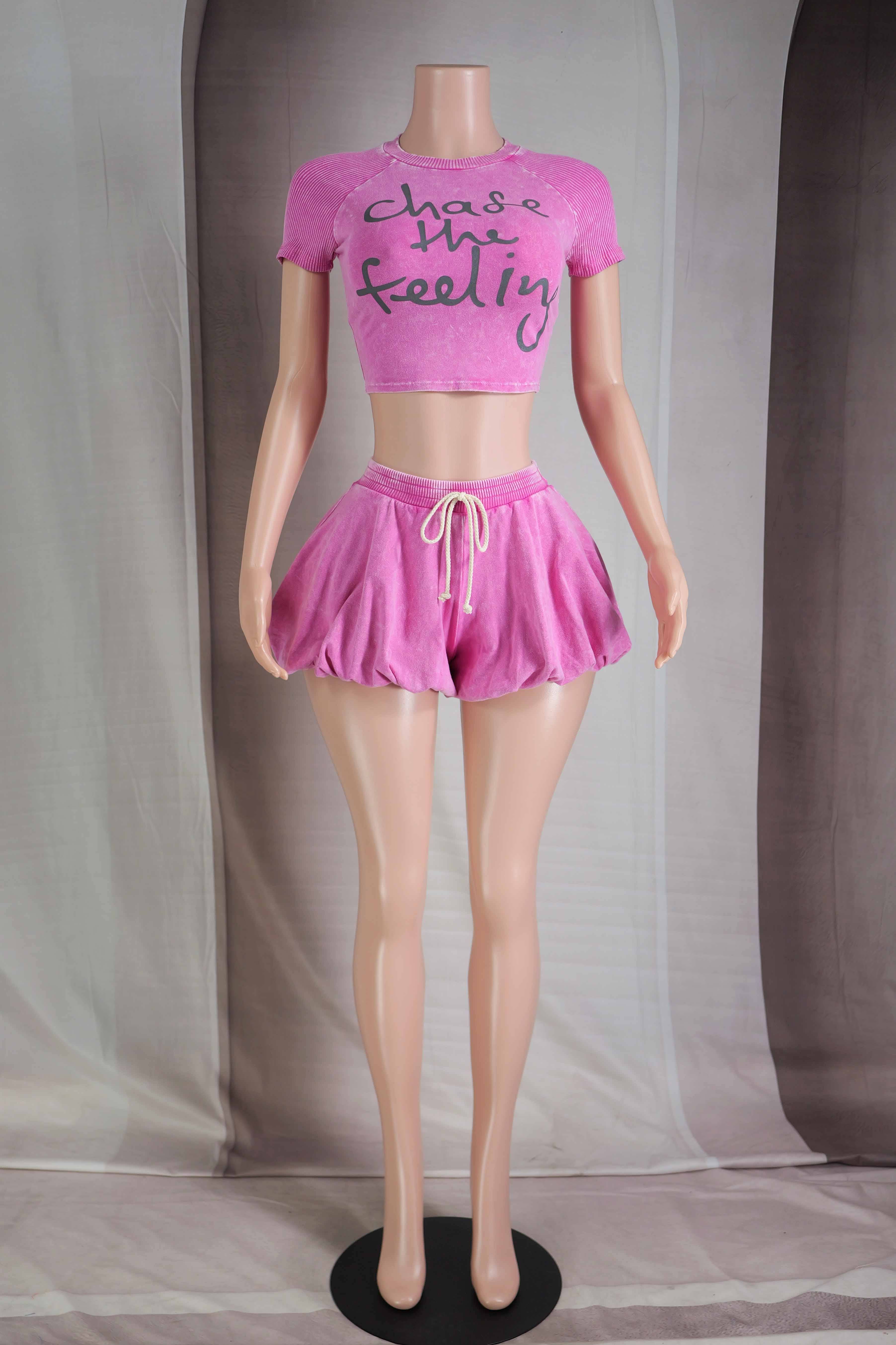 Dalia Studio - Wholesale Top & Pant Set (NOT Loungewear) - Women's - MINERAL WASH GRAPHIC TOP & BUBBLE SHORT SET4