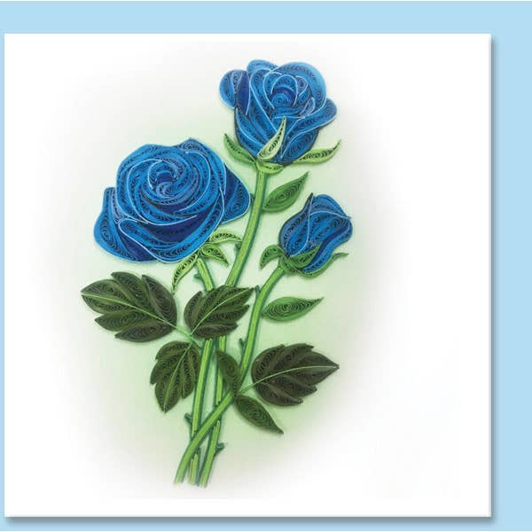 Blue rose, Quilling cards, greeting card FL-47 for wholesale by YoderDo Quilling Greeting Cards