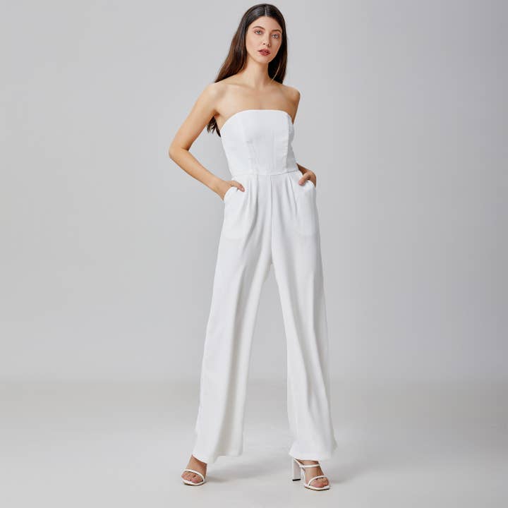 Minimalist bustier jumpsuit for wholesale by Smart and Joy