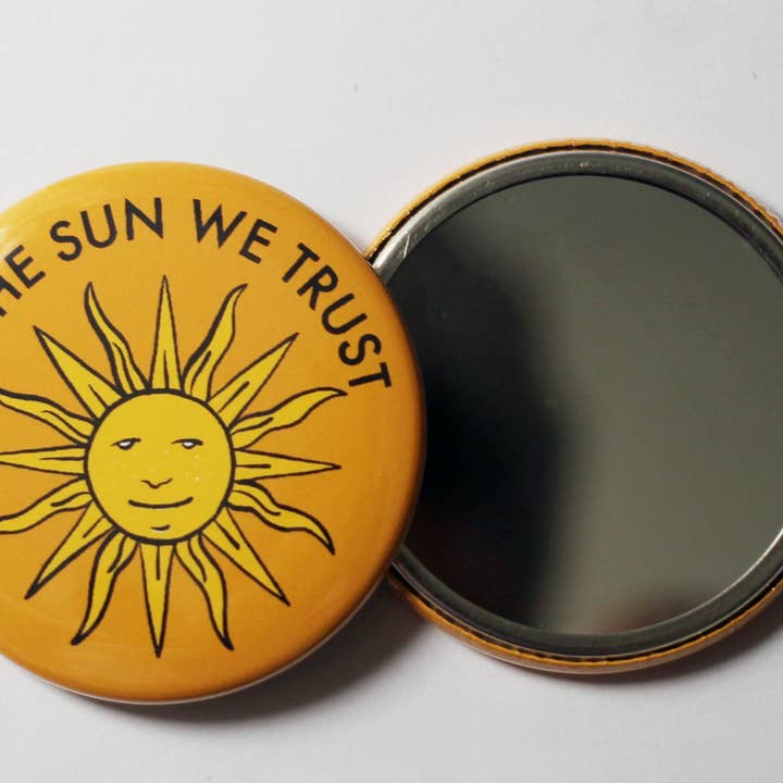 In The Sun We Trust Pocket Mirror for wholesale by Midge Blitz