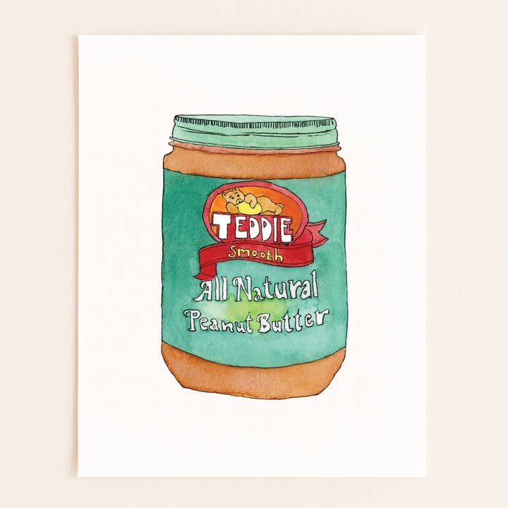Teddie's Peanut Butter - Food Print - New England Wall Art for wholesale by Sarah Wormann Art