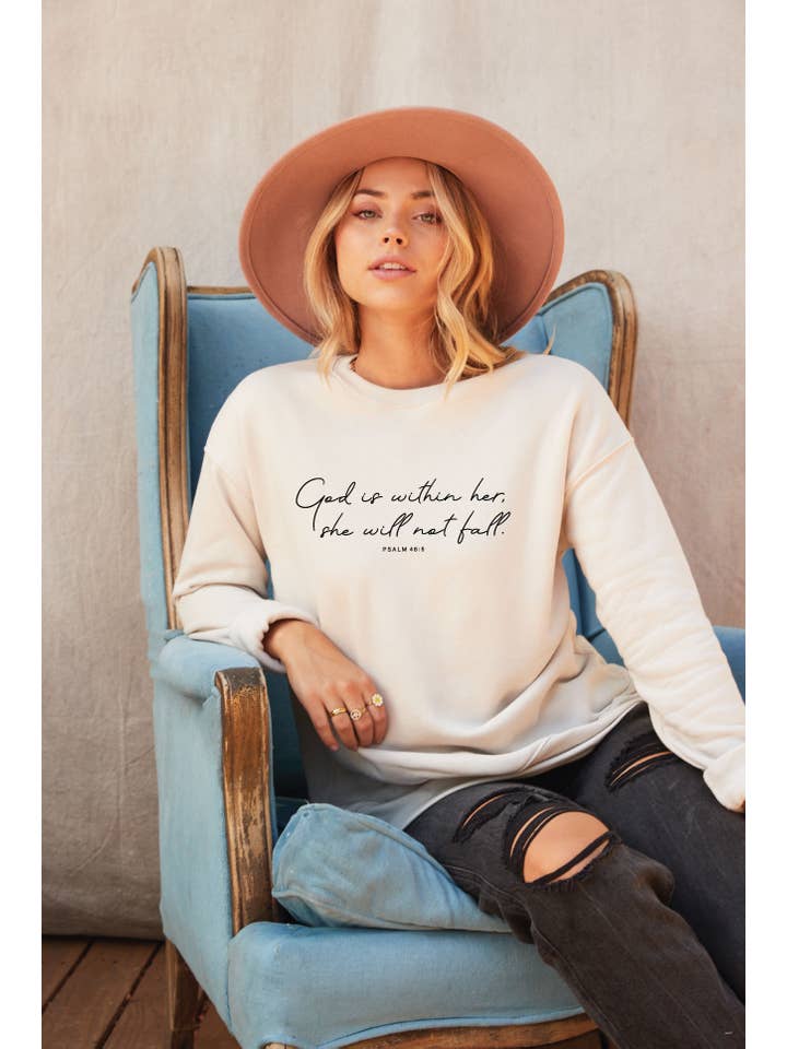 OAT COLLECTIVE - Wholesale Graphic Sweatshirt - Women's - GOD IS WITHIN HER Plus Graphic Sweatshirt