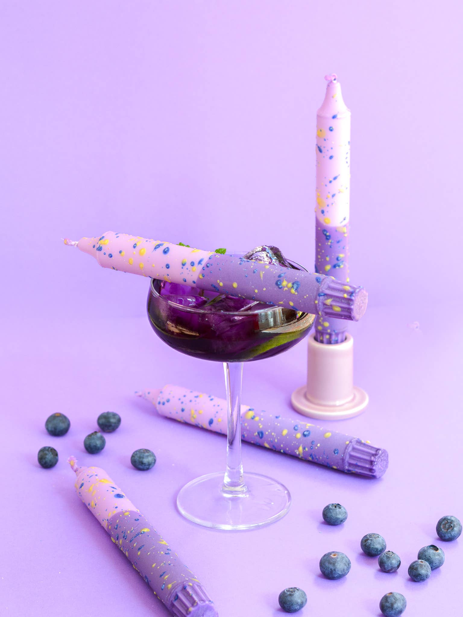 Nordtrice - Wholesale Tapered Candle/Candlestick - Taper candles- Summer Party / Purple Grapes & Confetti5