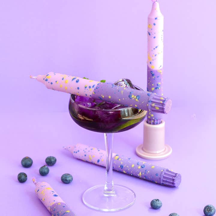 Nordtrice - Wholesale Tapered Candle/Candlestick - Taper candles- Summer Party / Purple Grapes & Confetti5