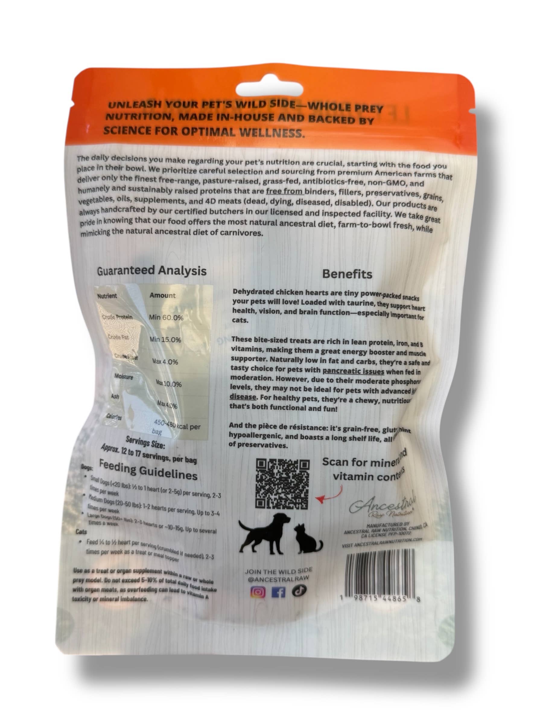 Ancestral Raw Nutrition - Vente Friandises – chien - Cœur de poulet déshydraté paquet de 85 g2