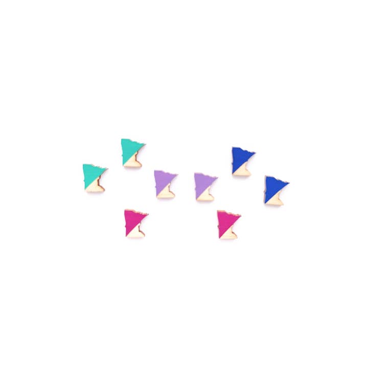 Spoon & Theory Handmade - Wholesale Stud/Post Earrings - Mint Colorblock MN Wood | Minnesota Souvenir Stud Earrings 2