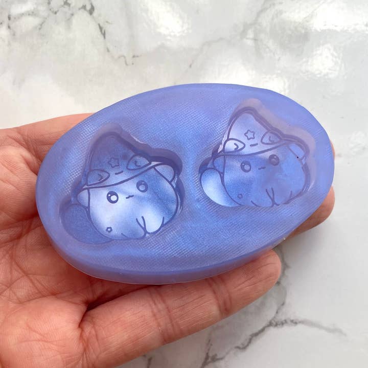 Witch Cat Earring Silicone Mould for wholesale by EllaRaeMouldsVinyls