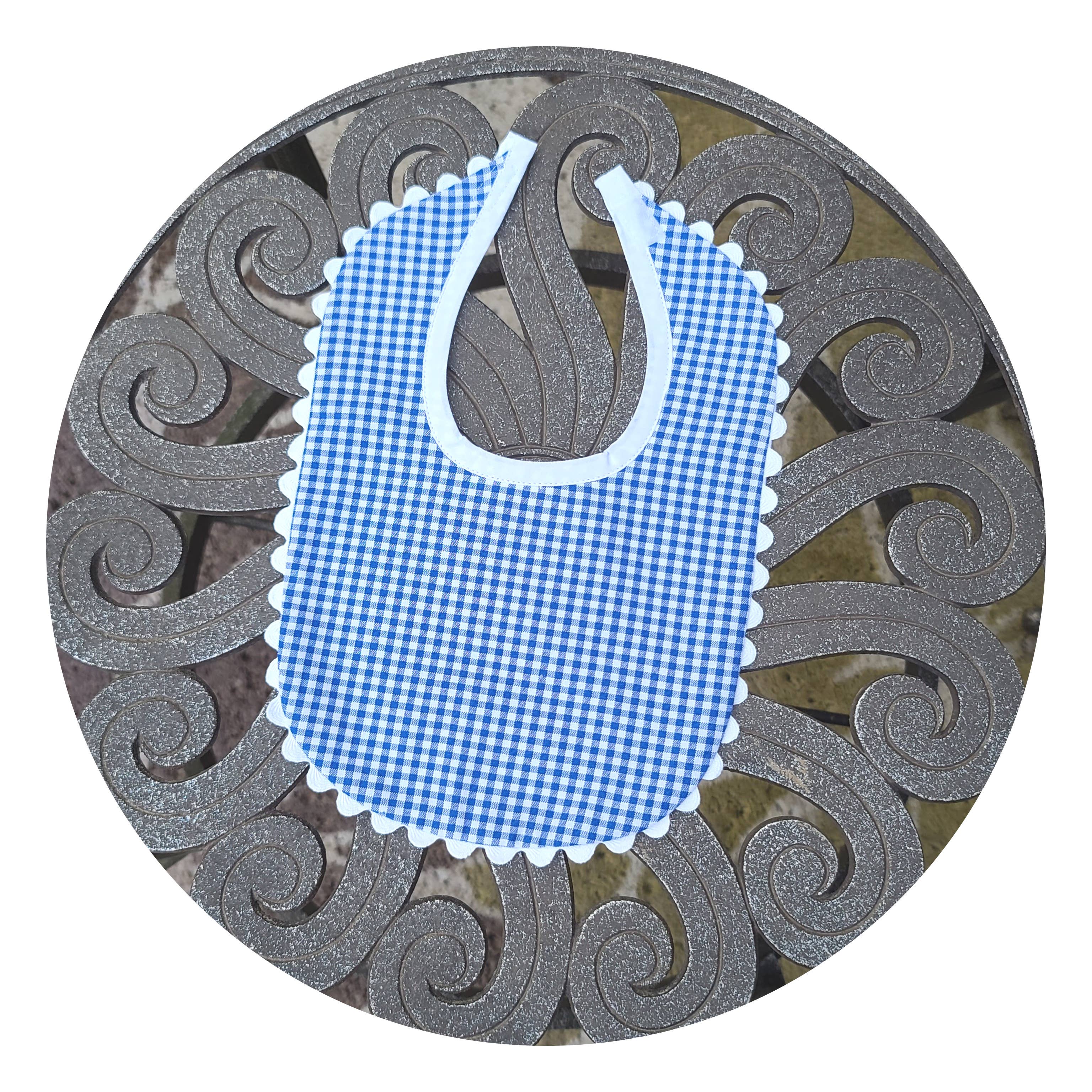 THE ROYALTY COLLECTION - Wholesale Bib - Baby - Gingham Baby Bib With Ric Rac13
