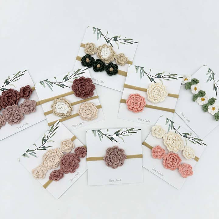 OLIVE & CRADLE – wholesale Fashion Headband - Baby – Crochet Flower Headband9