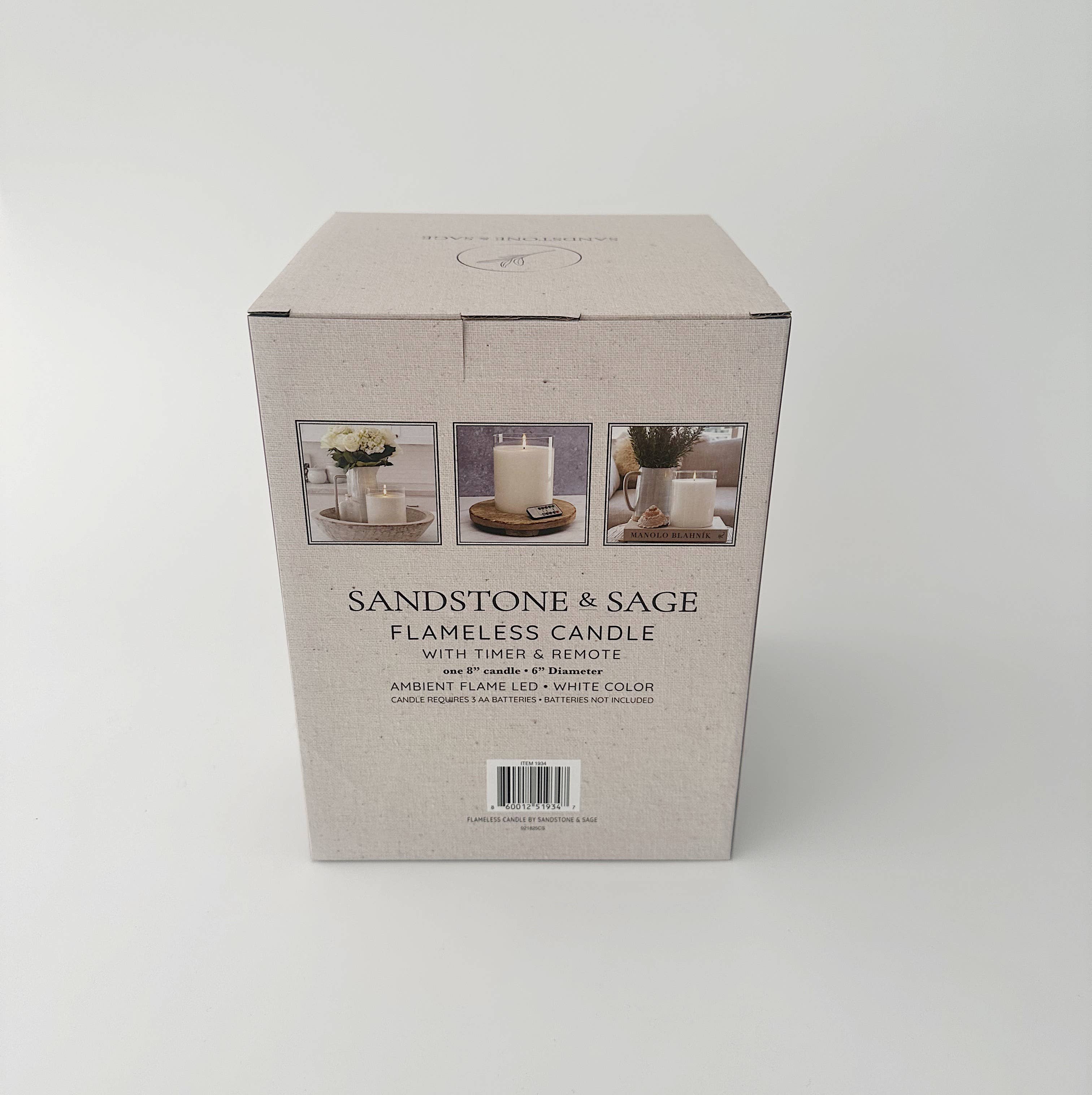 Sandstone & Sage – wholesale Flameless candle – White LED Flameless Hurricane Glass Candle with Timer and Remote - Elegant Ambient Lighting8